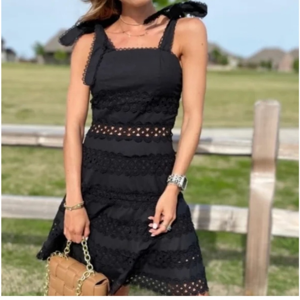 Goodnight Macaroon Eyelet Mini Dress